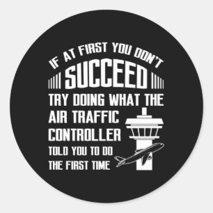 Adesivo Redondo Coordenador de Voo Controlador de Tráfego Aéreo na