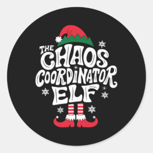 Adesivo Redondo Coordenador do Caos de Natal Elf Xmas Pajama Gift