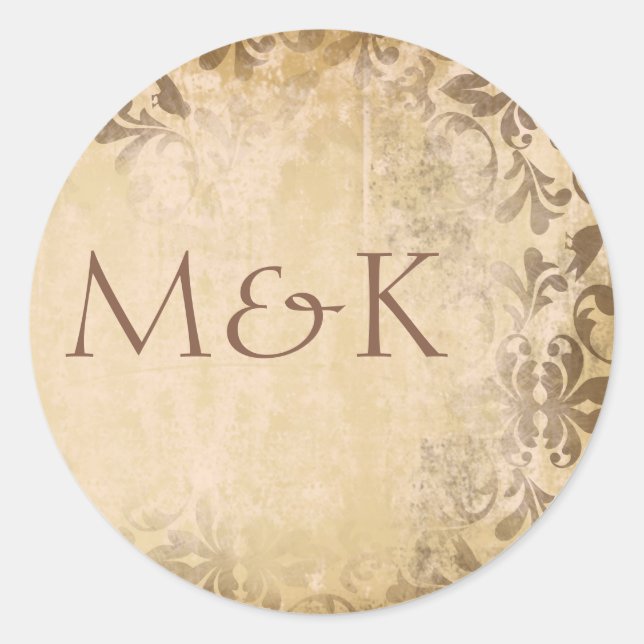 Adesivo Redondo Coordenando os selos de envelopes {Café} (Frente)