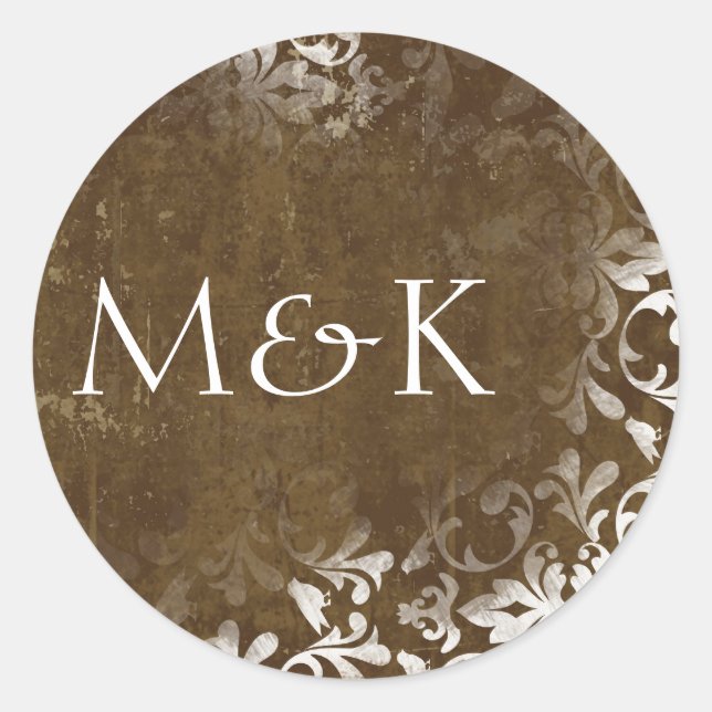 Adesivo Redondo Coordenando os selos de envelopes {Espresso} (Frente)