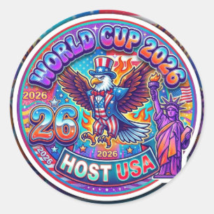 Adesivo Redondo Copa do Mundo 2026 Anfitrião América do Norte EUA