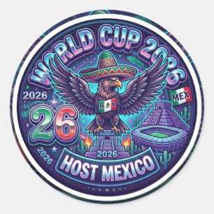 Adesivo Redondo Copa do Mundo 2026 Anfitrião América do Norte Méxi
