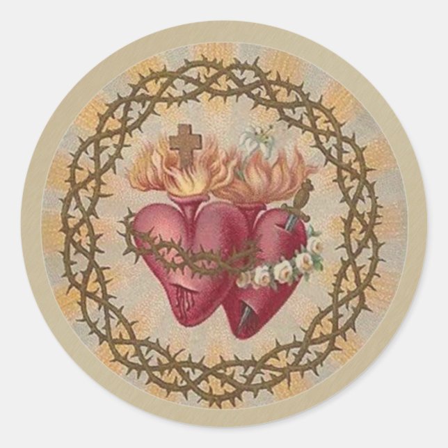 Adesivo Redondo Copas Religiosas de Jesus Virgem Maria Cla (Frente)