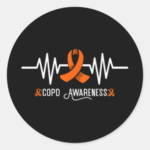Adesivo Redondo Copd Awarness Heartbeat Orange Ribbon Award