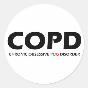 Adesivo Redondo COPD - Desordem obsessiva crônica do Pug