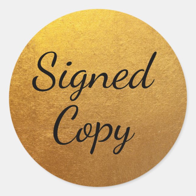 Adesivo Redondo Cópia assinada Dourada (Frente)