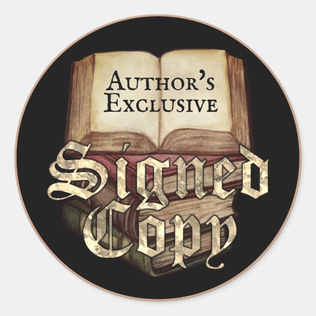 Adesivo Redondo Cópia assinada exclusiva do autor em preto (Frente)