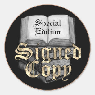 Adesivo Redondo Cópia Assinada Preta E Dourada