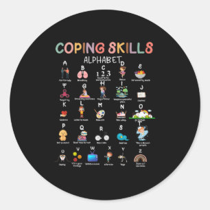 Adesivo Redondo Copiando habilidades Alphabet Mental Health Awarne