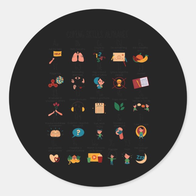 Adesivo Redondo Copiando Habilidades Alphabet School Conselheira M (Frente)