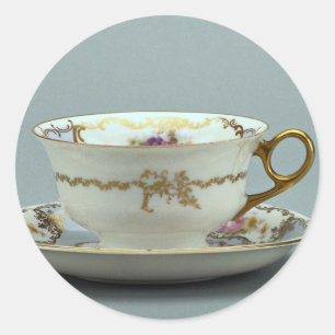 Adesivo Redondo Copo de chá e pires do século XX, Baviera,