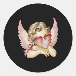 Adesivo Redondo Copo de Corações do Dia dos Namorados Retro Cupido