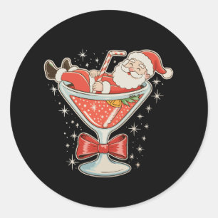 Adesivo Redondo Copo de Martini Santa Bagunça de Natal