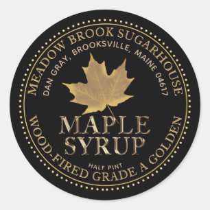 Adesivo Redondo Copper Maple Leaf Maple Xarope Metálico Dourado