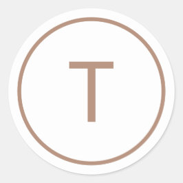 Adesivo Redondo Copper Simple Modern Monogram Christmas Envelope