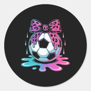 Adesivo Redondo Coquete de Futebol Pingando Laço Leopardo Futebol