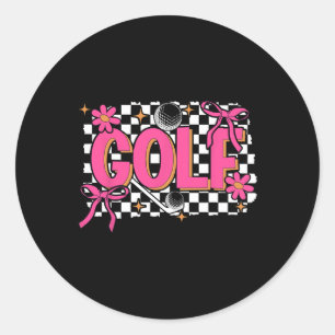 Adesivo Redondo Coquete Floral Retro Arco Golfe Jogador De Golfe G