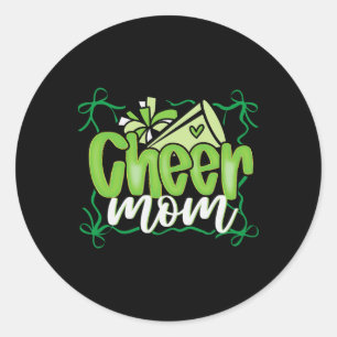 Adesivo Redondo Coquete Pom Poms Verde Laço Mãe de Cheer Mama Chee
