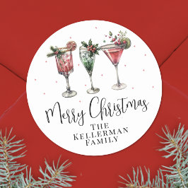 Adesivo Redondo Coquetéis Festivos Feliz Natal