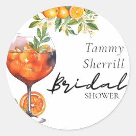 Adesivo Redondo Coquetel Bridal Shower Aperol Spritz Laranja