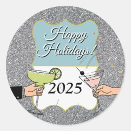 Adesivo Redondo Coquetel, conversas sofisticadas, bebida