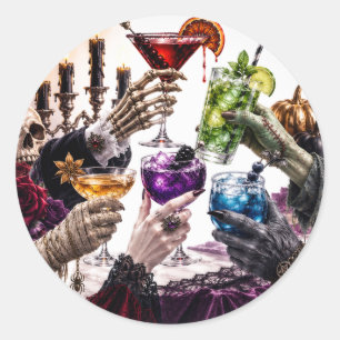 Adesivo Redondo Coquetel de Halloween Midnight Monsters