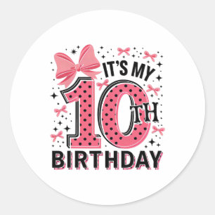 Adesivo Redondo Coquette Birthday Girl 10 Anos