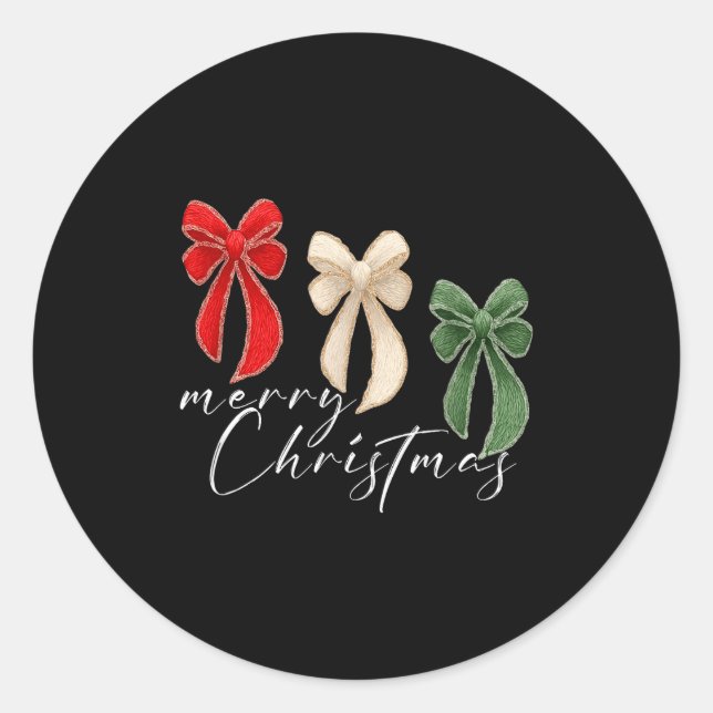 Adesivo Redondo Coquette Bow Christmas Funny Retro Gift Tee Women, (Frente)