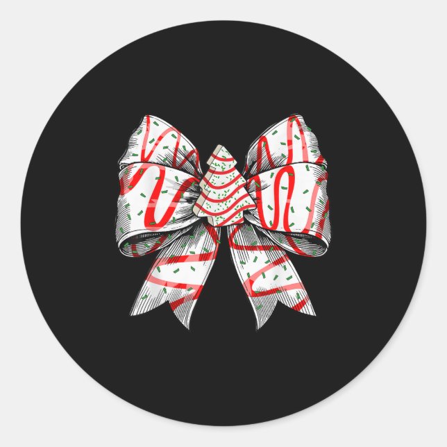 Adesivo Redondo Coquette Bow Christmas Tree Cake Christmas Vibes G (Frente)
