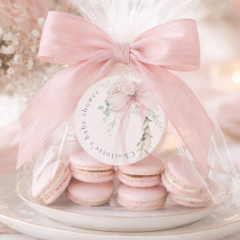 Adesivo Redondo Coquette Bow Greenery Baby in bloom baby Shower