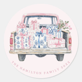 Adesivo Redondo Coquette Chinoisserie Presente em Caminhão de Nata