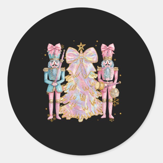 Adesivo Redondo Coquette Christmas Tree Nk Nutcrackers Women Kids  (Frente)