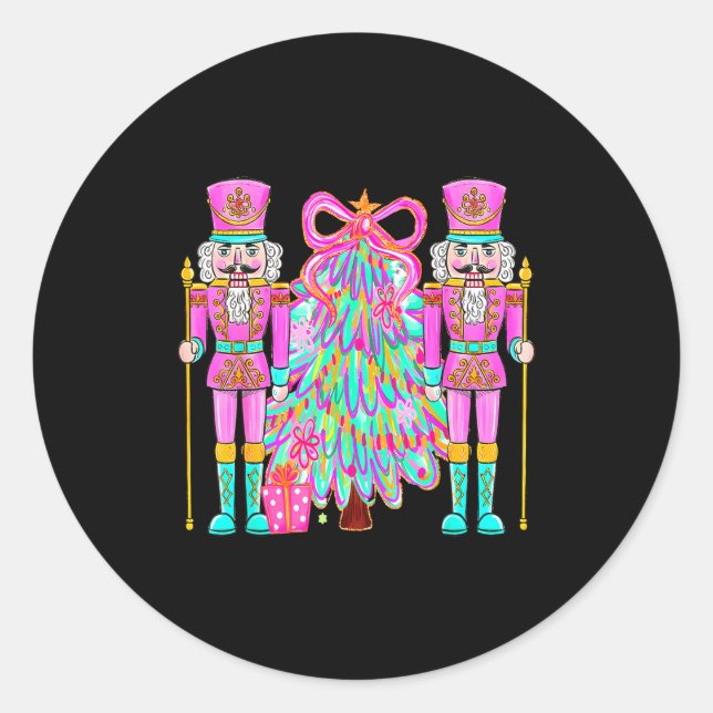 Adesivo Redondo Coquette Christmas Tree Nk Nutcrackers Xmas Women  (Frente)