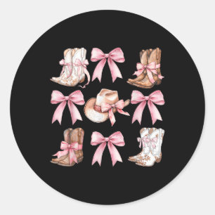 Adesivo Redondo Coquette Cowgirl Boots com Arcos Rosa Y2