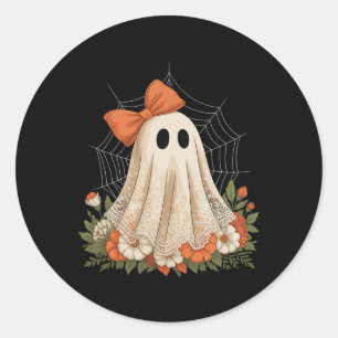 Adesivo Redondo Coquette Ghost Halloween Flower Ghost Spooky Lace