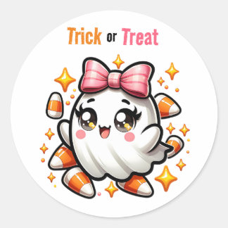 Adesivo Redondo Coquette Ghost Trick ou Tratar Sticker