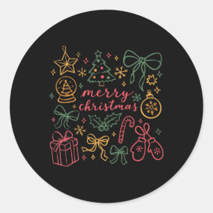 Adesivo Redondo Coquette Girly Christmas Holly Xmas Jolly Feliz Ch