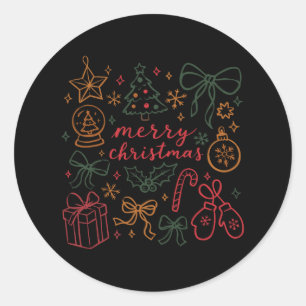 Adesivo Redondo Coquette Girly Christmas Holly Xmas Jolly Feliz Ch