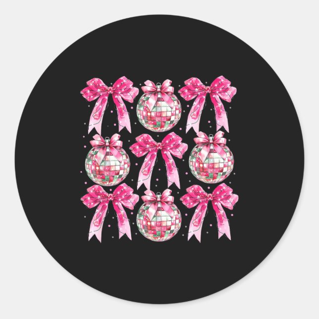 Adesivo Redondo Coquette New Year 2026, Retro New Years, Disco Bal (Frente)