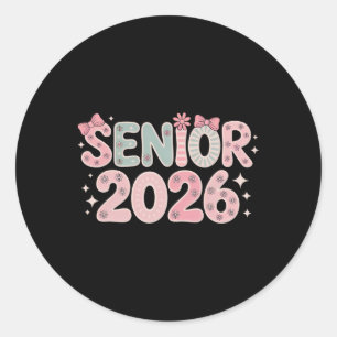 Adesivo Redondo Coquette Renda Floral Pastel Senior 2026 Senior 26