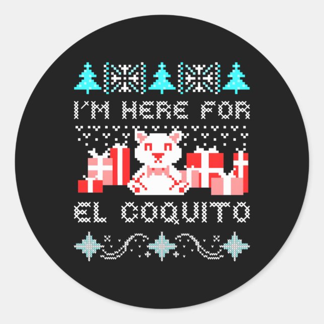 Adesivo Redondo Coquito Porto Rico Ongly Navidad Boricua (Frente)