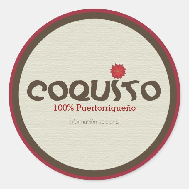 Adesivo Redondo Coquito Puertorriqueno: Coquito de Porto Rico (Frente)