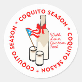Adesivo Redondo Coquito Season Bottle Label Small Personalize Text