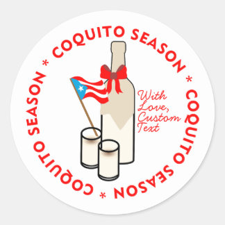 Adesivo Redondo Coquito Season Bottle Label Small Personalize Text