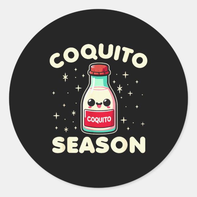 Adesivo Redondo Coquito Season - Puerto Rican Coquito Christmas  (Frente)