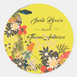 ADESIVO REDONDO COR AMARELO BOHO