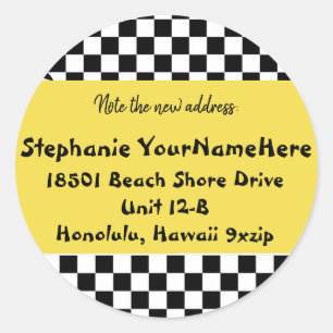 Adesivo Redondo Cor corajosa do táxi do endereço novo