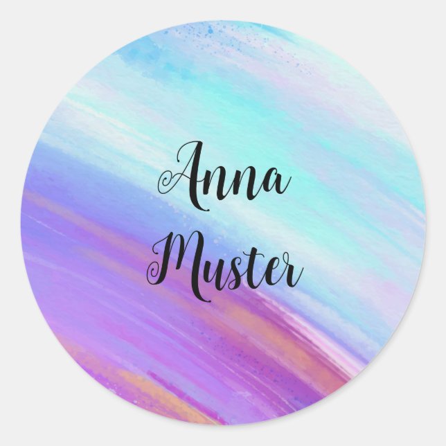 Adesivo Redondo Cor da água - azul rosa | redonda (Frente)