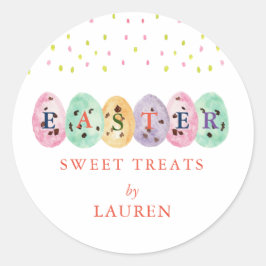 Adesivo Redondo Cor da água branca Ovos de Páscoa Páscoa