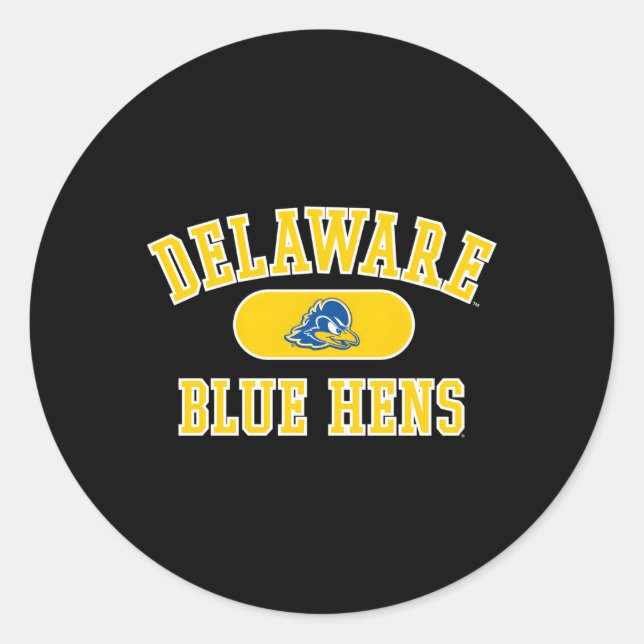 Adesivo Redondo Cor da Equipe da Varsity do Delaware Fighting Blue (Frente)